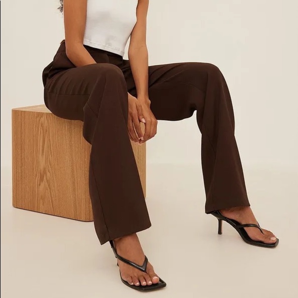 Brown High Waist Suit Pants Trousers